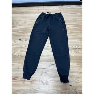 Spyder Active Pro Web Pants Mens Small Black Fleece Joggers Athletic Sweatpants
